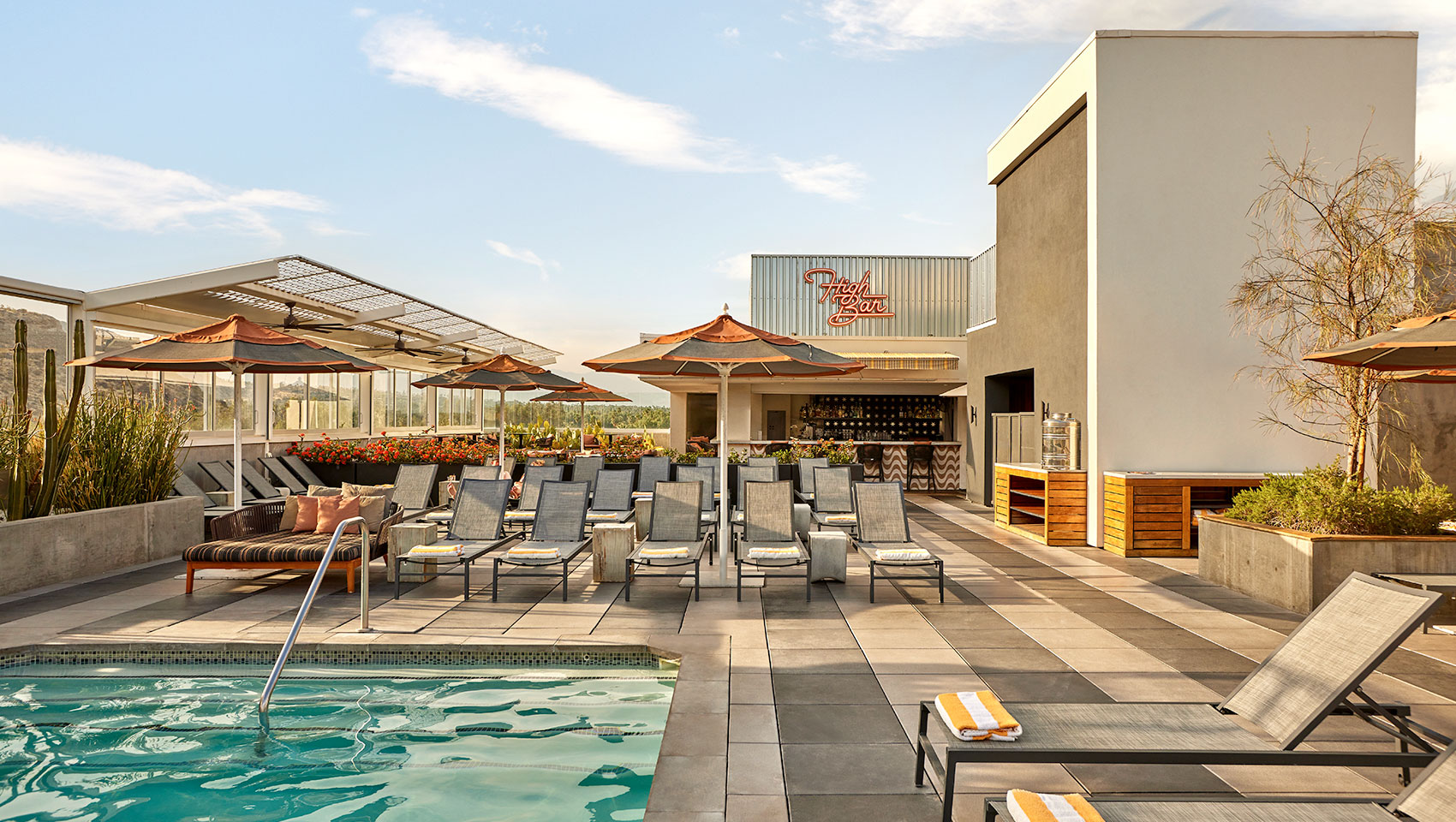 hotel rooftop poolside bar