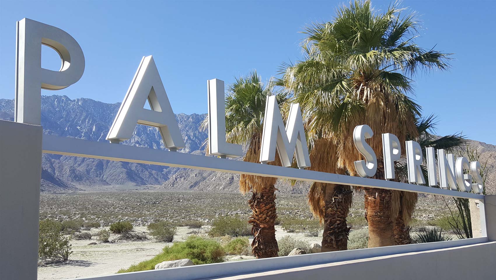 Kimpton rowan palm springs city welcome sign