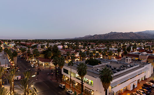 Arial shot of downtown Palm Springs, California