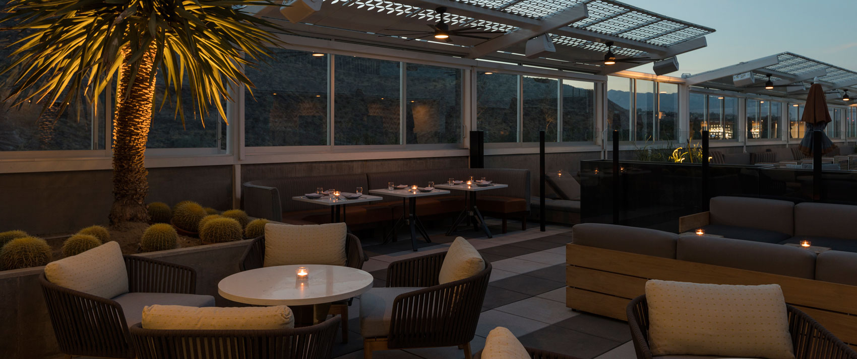 High Bar Seating at night time